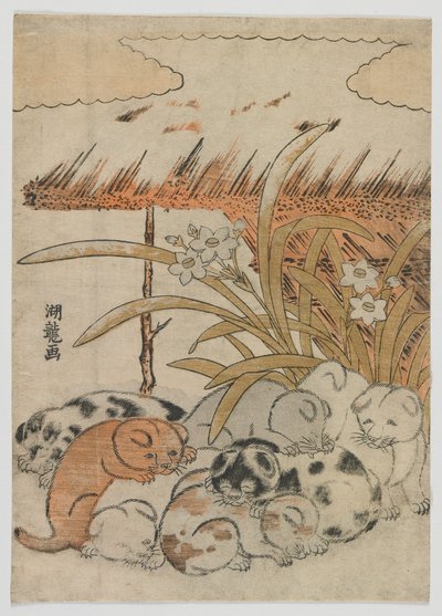 Puppies in the Snow, Edo period, 1778 by Isoda Koryusai